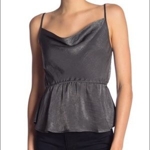 Ro & De Cowl Neck Peplum Tank Large